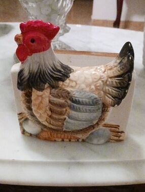 Vintage Ceramic Rooster Napkin Holder